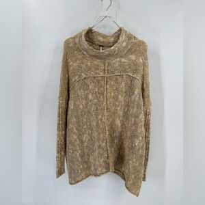 Free People Mock Neck Swing Sweater cotton Tunic Boucle Slouchy Oversized size s